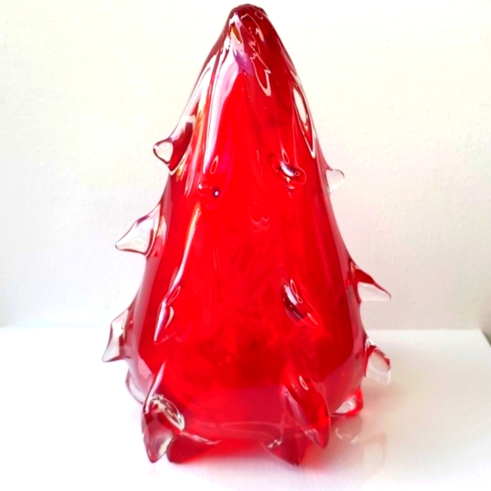 Vintage Murano Glass Red Christmas Tree